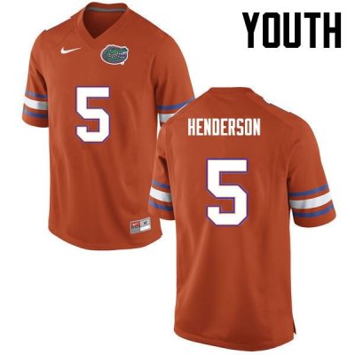 Youth Florida Gators #5 CJ Henderson NCAA Nike Orange Authentic Stitched College Football Jersey NML3462YM